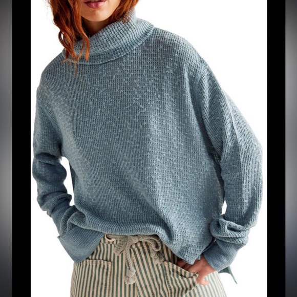 Free People Sweaters - We The Free x Free People Teal Cowl Neck Sweater Small